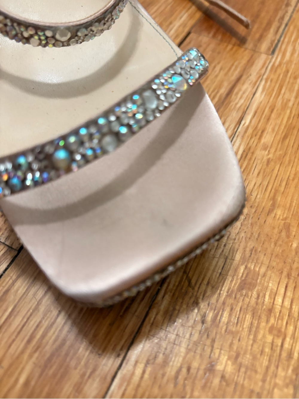 Betsey Johnson Rose Gold Jeweled Platform Block Heels - Picture 4 of 7